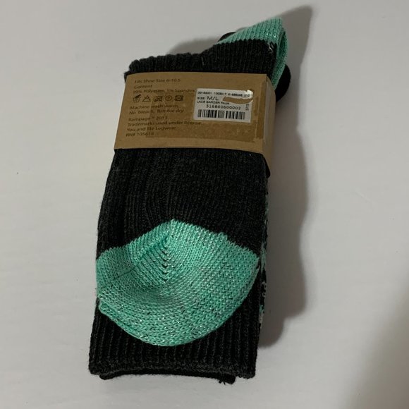 Rampage Boot Socks 2 Pair Fair Isle Solid Gray Black Green Women Size 6-10.5 M/L - Picture 2 of 4